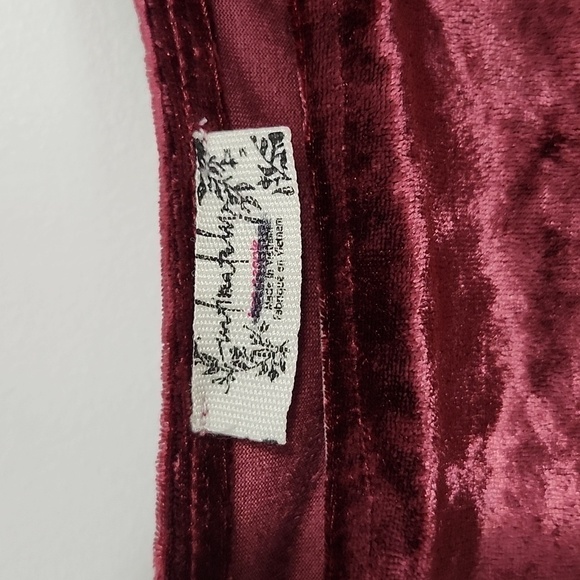 NWOT FREE PEOPLE INTIMATELY Burgundy Midnight mood velvet mesh sleeves c… - Picture 8 of 9